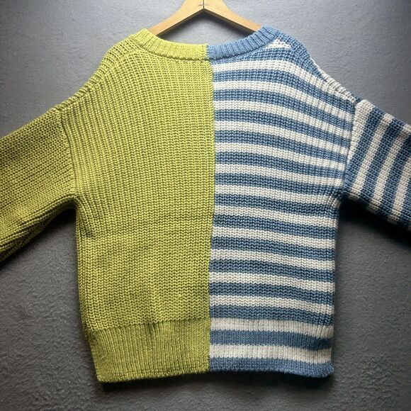 Cinq a Sept Tous Les Jours Sweater Womens Small Blue Green Indie V Neck‎ Grunge - Picture 8 of 11